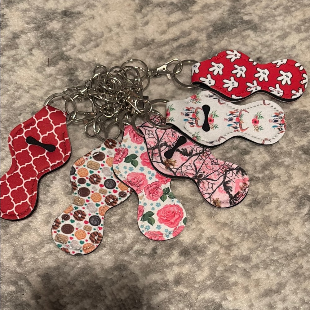Colorful Keychain Set with Floral and Patterned Designs